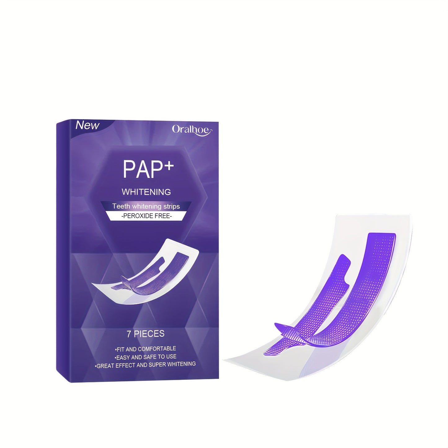 Pap+ Purple Teeth Whitening Strips - Professional Dry Application for Dazzling Results