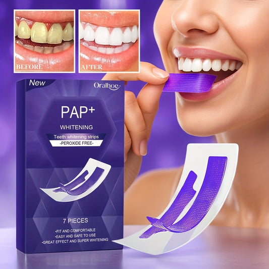 Pap+ Purple Teeth Whitening Strips - Professional Dry Application for Dazzling Results