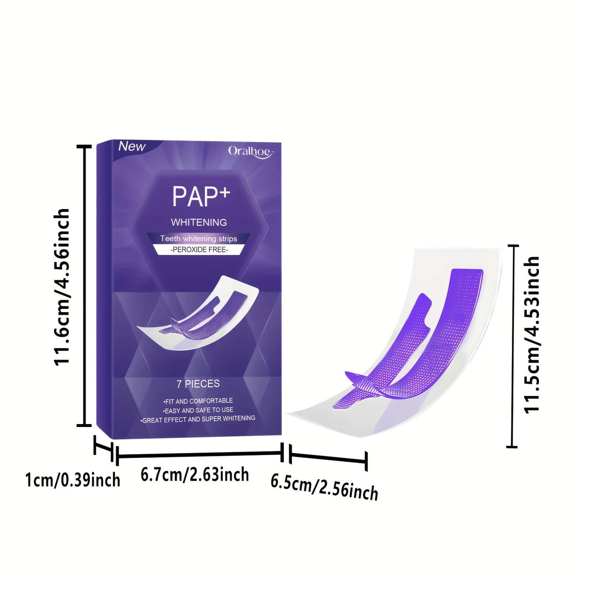 Pap+ Purple Teeth Whitening Strips - Professional Dry Application for Dazzling Results